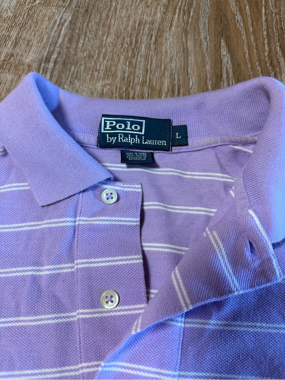 Polo Ralph Lauren Men’s Large Purple Lavender Striped Polo Shirt Pony Logo